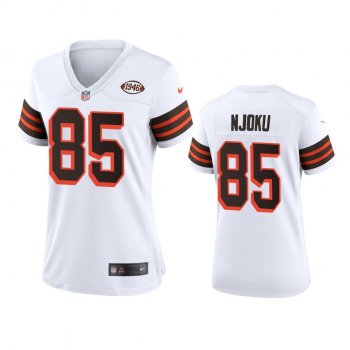 Women's Cleveland Browns David Njoku White 1946 Collection Alternate Game Jersey 75th anniversary uniforms