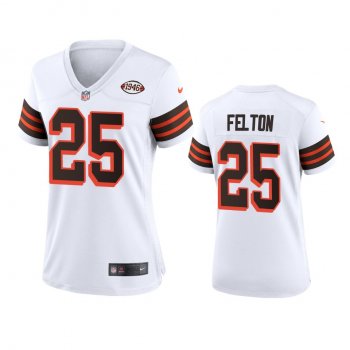 Women's Cleveland Browns Demetric Felton White 1946 Collection Alternate Game Jersey 75th anniversary uniforms