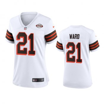 Women's Cleveland Browns Denzel Ward White 1946 Collection Alternate Game Jersey 75th anniversary uniforms