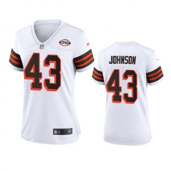 Women's Cleveland Browns John Johnson White 1946 Collection Alternate Game Jersey 75th anniversary uniforms