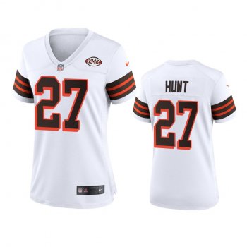 Women's Cleveland Browns Kareem Hunt White 1946 Collection Alternate Game Jersey 75th anniversary uniforms