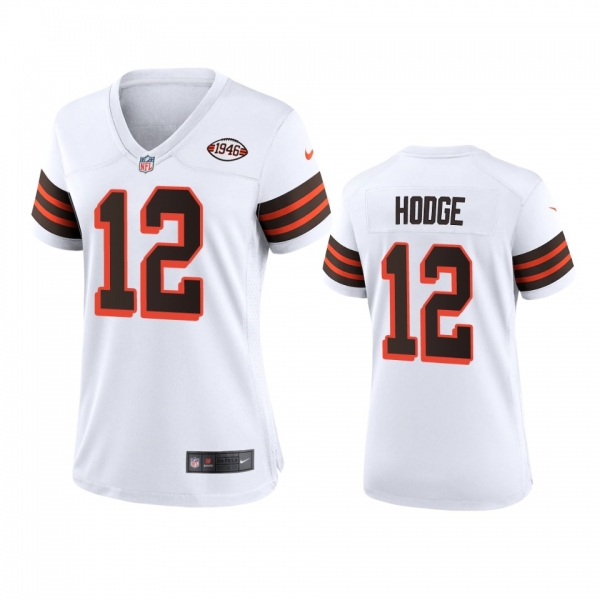 Women's Cleveland Browns KhaDarel Hodge White 1946 Collection Alternate Game Jersey 75th anniversary uniforms