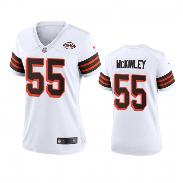 Women's Cleveland Browns Takkarist McKinley White 1946 Collection Alternate Game Jersey 75th anniversary uniforms