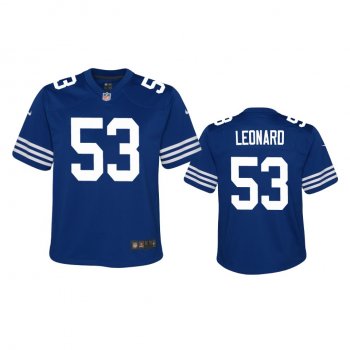 Youth Colts Darius Leonard Royal Alternate Game Jersey