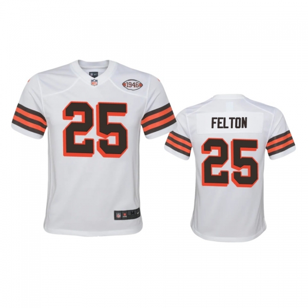 Youth Cleveland Browns Demetric Felton White 1946 Collection Alternate Game Jersey 75th anniversary uniforms