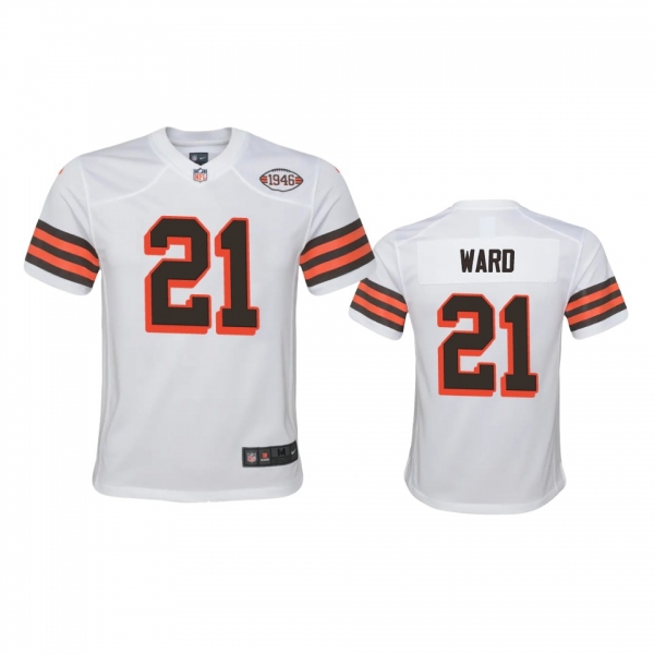 Youth Cleveland Browns Denzel Ward White 1946 Collection Alternate Game Jersey 75th anniversary uniforms