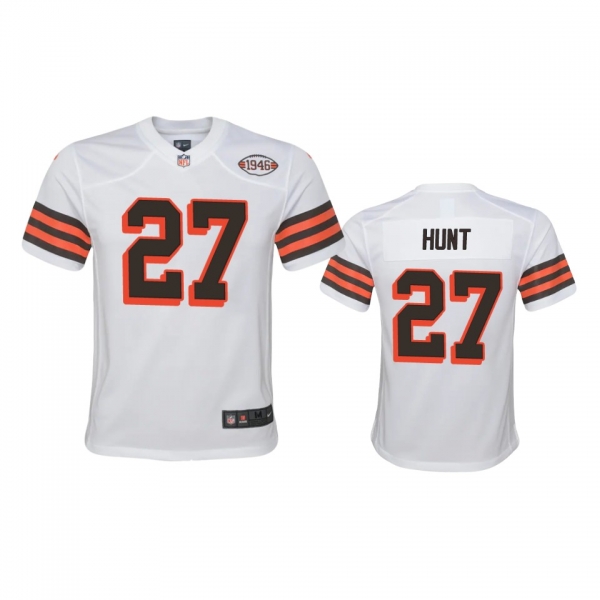 Youth Cleveland Browns Kareem Hunt White 1946 Collection Alternate Game Jersey 75th anniversary uniforms