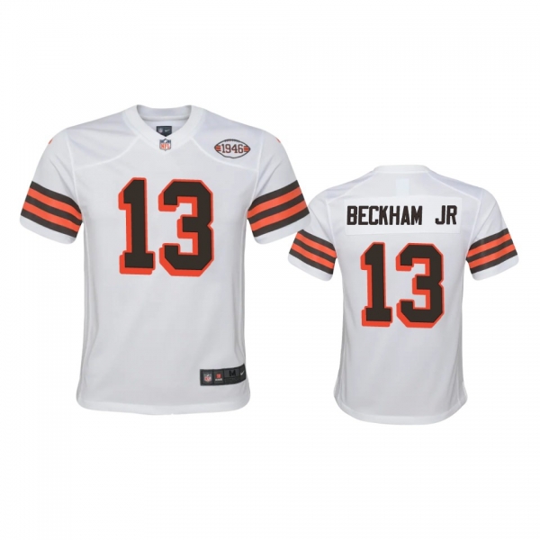 Youth Cleveland Browns Odell Beckham Jr White 1946 Collection Alternate Game Jersey 75th anniversary uniforms