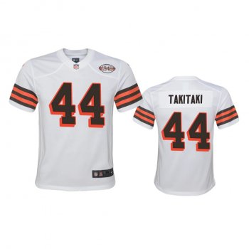 Youth Cleveland Browns Sione Takitaki White 1946 Collection Alternate Game Jersey 75th anniversary uniforms