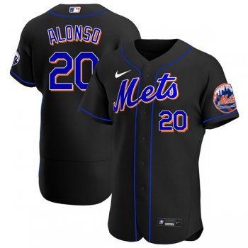 Men's #20 Pete Alonso New York Mets Black Jersey Home Games Authentic All Stitched