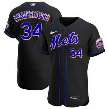 Men's #34 Noah Syndergaard New York Mets Black Jersey Home Games Authentic All Stitched