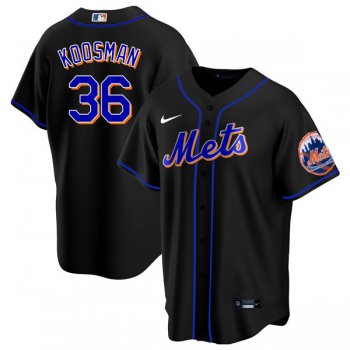 Men's #36 Jerry Koosman New York Mets Black Jersey Home Games Replica All Stitched