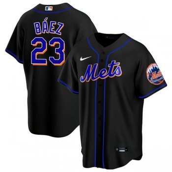 Men's #23 Javier Báez New York Mets Trade Jersey Black Replica - All Stitched