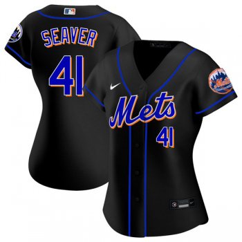 Women's #41 Tom Seaver New York Mets Black Jersey Home Games Limited All Stitched