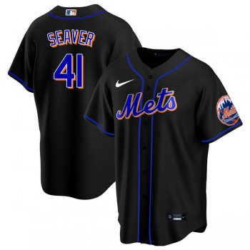 Men's #41 Tom Seaver New York Mets Black Jersey Home Games Replica All Stitched