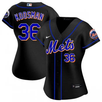 Women's #36 Jerry Koosman New York Mets Black Jersey Home Games Limited All Stitched