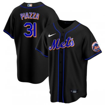 Men's #31 Mike Piazza New York Mets Black Jersey Home Games Replica All Stitched