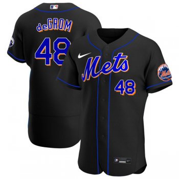 Men's #48 Jacob deGrom New York Mets Black Jersey Home Games Authentic All Stitched