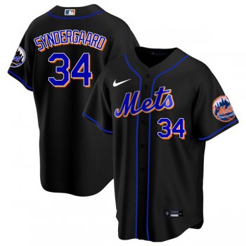 Men's #34 Noah Syndergaard New York Mets Black Jersey Home Games Limited All Stitched