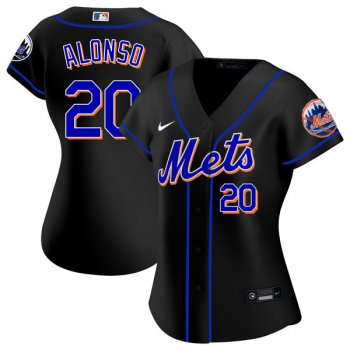 Women's #20 Pete Alonso New York Mets Black Jersey Home Games Limited All Stitched