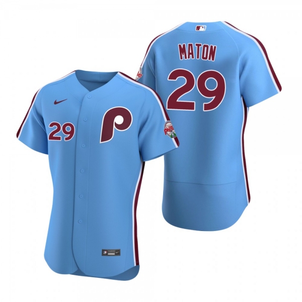 Men's Philadelphia Phillies Nick Maton Nike Light Blue Authentic Alternate Jersey