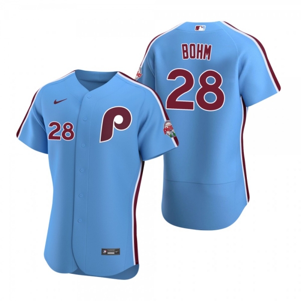 Men's Philadelphia Phillies Alec Bohm Nike Light Blue Authentic Alternate Jersey