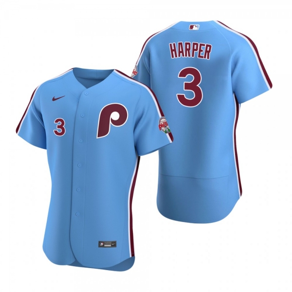 Men's Philadelphia Phillies Bryce Harper Nike Light Blue Authentic Alternate Jersey