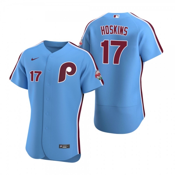 Men's Philadelphia Phillies Rhys Hoskins Nike Light Blue Authentic Alternate Jersey