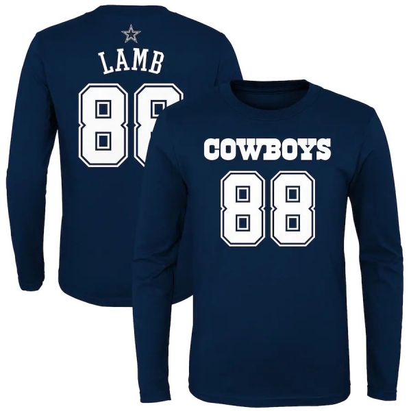 Youth CeeDee Lamb Dallas Cowboys Mainliner Player Name & Number Long Sleeve T-Shirt - Navy