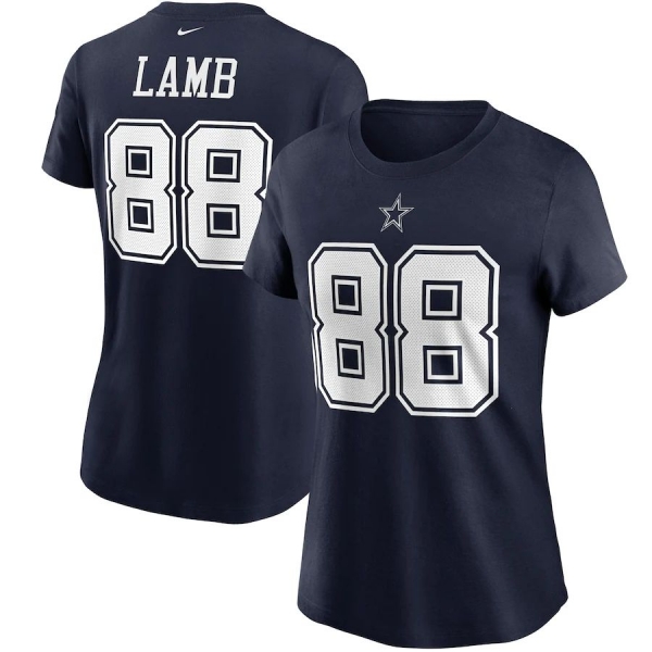 Women's CeeDee Lamb Dallas Cowboys Nike Name & Number T-Shirt - Navy