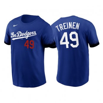 Los Angeles Dodgers Blake Treinen 2021 City Connect #49 Royal T-Shirt Name Number