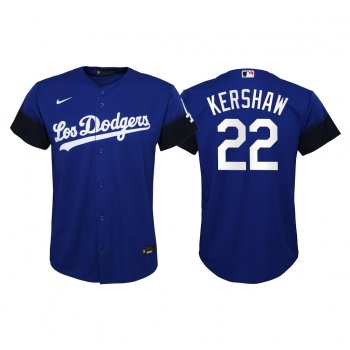 Youth Clayton Kershaw Los Angeles Dodgers 2021 City Connect Jersey Replica Royal