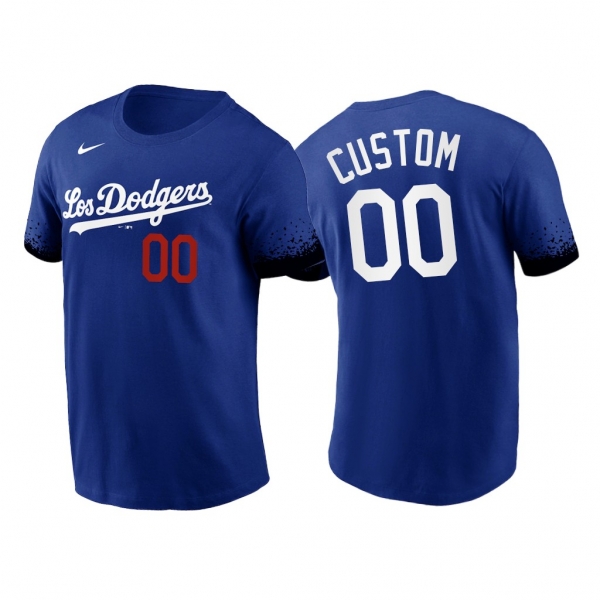 Los Angeles Dodgers Custom 2021 City Connect #00 Royal T-Shirt Name Number