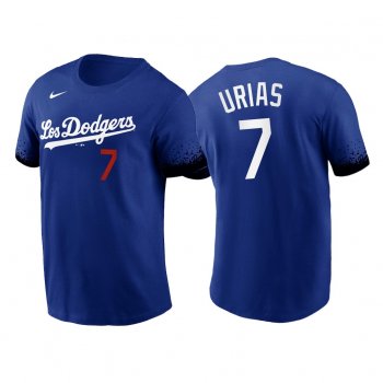 Los Angeles Dodgers Julio Urias 2021 City Connect #7 Royal T-Shirt Name Number