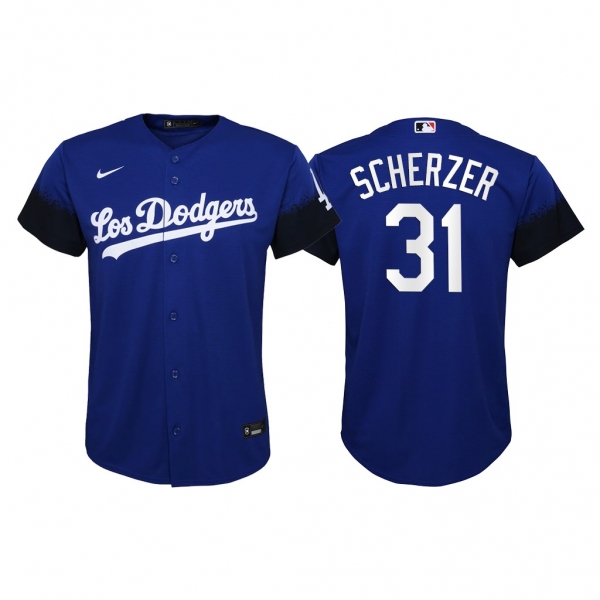 Youth Max Scherzer Los Angeles Dodgers 2021 City Connect Jersey Replica Royal