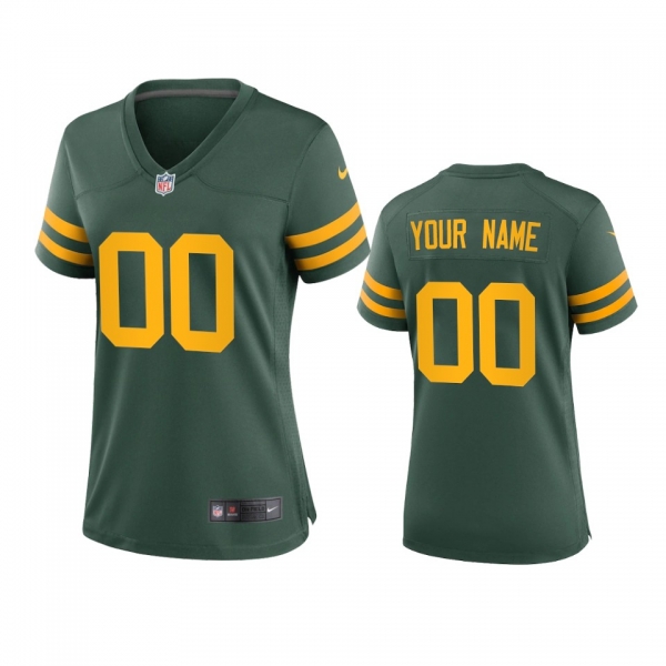 Women's Green Bay Packers Custom Green Alternate Game Jersey 50s Classic