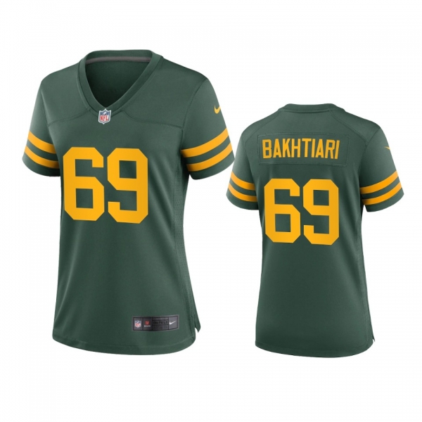 Women's Green Bay Packers David Bakhtiari Green Alternate Game Jersey 50s Classic