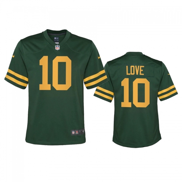 Youth Packers Jordan Love Green Alternate Game Jersey 50s Classic