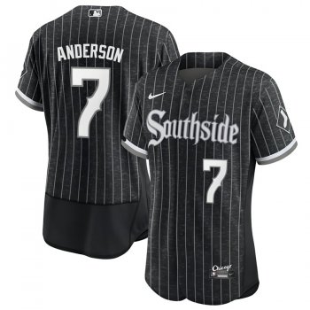 Men's Tim Anderson Chicago White Sox 2021 City Connect Jersey New Black Authentic Stitched