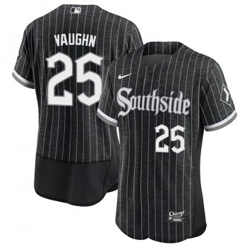 Men's Andrew Vaughn Chicago White Sox 2021 City Connect Jersey New Black Authentic Stitched