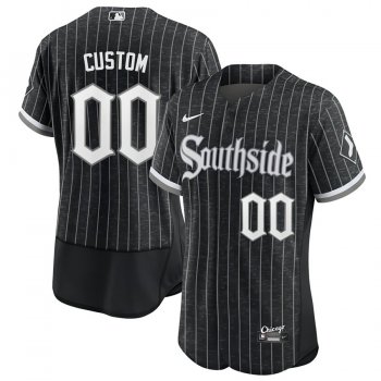 Men's Custom Chicago White Sox 2021 City Connect Jersey New Black Authentic Stitched