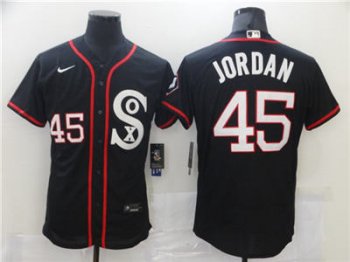 Men's Chicago White Sox #45 Michael Jordan Black Flex Base Stitched Baseball Jerseys