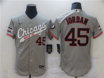 Men's Chicago White Sox #45 Michael Jordan Grey Flex Base Stitched Baseball Jersey