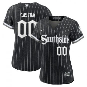 Women's Custom Chicago White Sox 2021 City Connect Jersey New Black Stitched