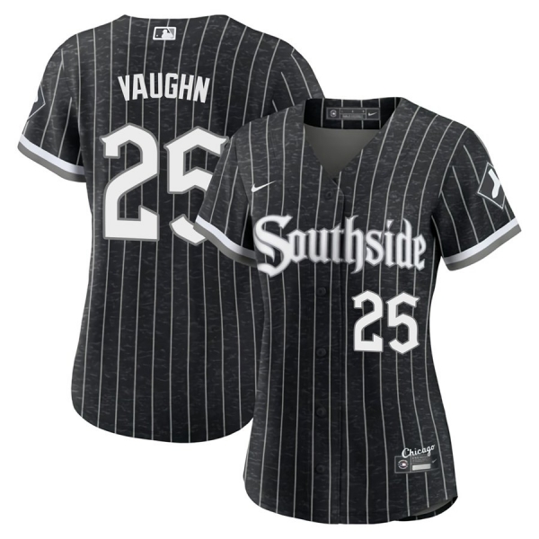 Women's Andrew Vaughn Chicago White Sox 2021 City Connect Jersey New Black Stitched