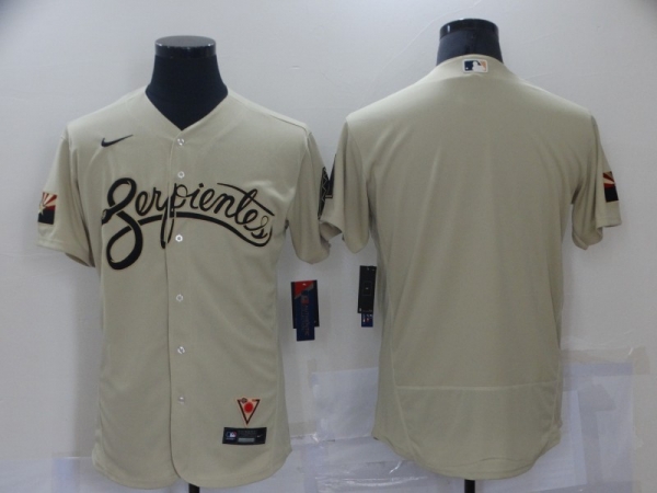 MLB Diamondbacks Blank Serpientes Gold 2021 City Connect Flexbase Men Jersey