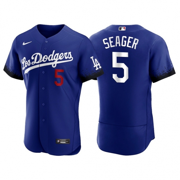 MLB Dodgers 5 Corey Seager Royal 2021 City Connect Flexbase Men Jersey