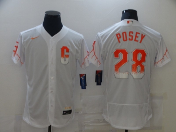 MLB Giants 28 Buster Posey White 2021 City Connect Nike Flexbase Men Jersey