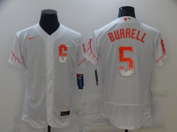 MLB Giants 5 Pat Burrell White 2021 City Connect Nike Flexbase Men Jersey