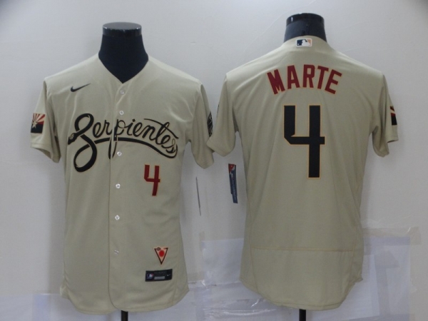 MLB Diamondbacks 4 Ketel Marte Serpientes Gold 2021 City Connect Flexbase Men Jersey